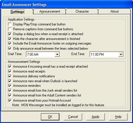 Email Announcer Screenshot